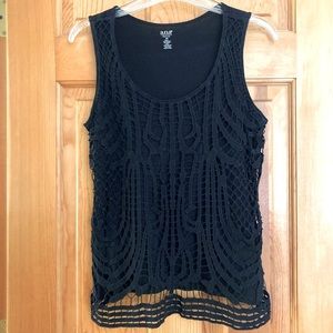 a.n.a. Lace Front Dressy Black Tank - Size PM